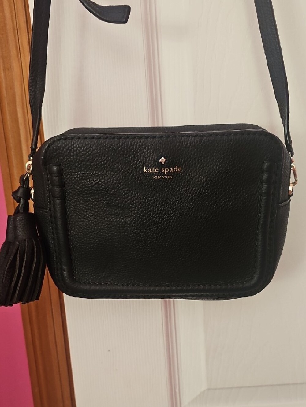 kate spade Black Leather Tassel Crossbody Bag - Picture 2 of 12